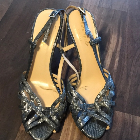 Kate Spade Silver Glitter Slingback Heels - Picture 3 of 5